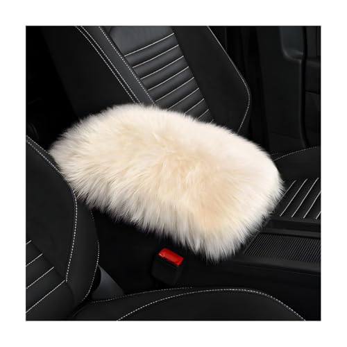 Wevdn Car Center Console Cover Pad, Fluffy Middle Console Pad Armrest Seat Box Cover, Universal Furry Arm Rest Decoration Protector for Car Truck SUV, Interior Car Accessories (Beige) - color: Beige