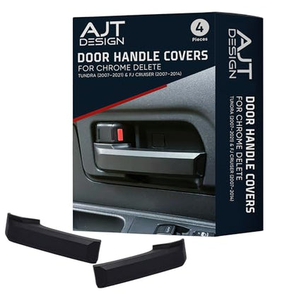 AJT DESIGN Car Door Handle Cover Compatible with Toyota Tundra (2007-2021) | ABS Plastic Front & Back Interior Door Handle Cover with Chrome Delete Finish | Made in USA - Black