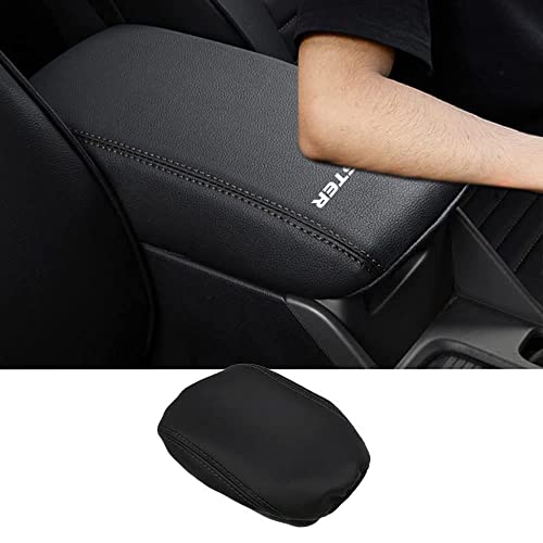 BOYUER Center Console Cover Armrest Leather Pad Cover Automatic Car Interior Decoration Accessories Compatible with Subaru Forester 2019 2020 2021 2022 2023 2024（Black Stitches） - color: Black Stitches