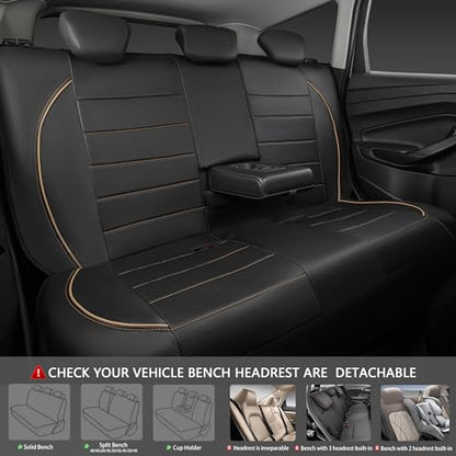 CAR PASS Universal FIT Piping Leather Car Seat Cover, for suvs,Van,Trucks,Airbag Compatible,Inside Zipper Design and Reserved Opening Holes (Full Set, Black and Beige) - color: Beige Black