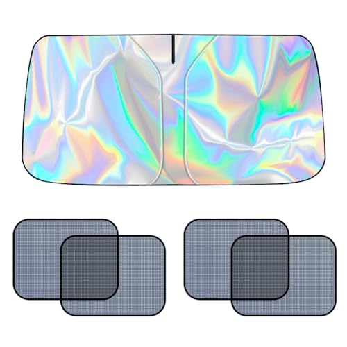 Universal Car Sun Shade for Windshield, Foldable Sun Visor with High Reflective Surface, Blocks UV Rays & Keeps Vehicle Cool, Easy to Use Car Interior Sun Protection Accessory (2 Set, 57" L × 32" W) - color: 2 Set, size: 57" L × 32" W