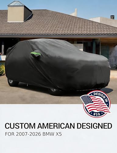 Proadsy Car Cover for BMW X5 2007-2025 2026, 6 Layers Waterproof All Weather for Automobiles, Windproof Snowproof Rain Hail Sun UV Protection Full Outdoor Indoor Exterior Car Covers, Black - size: BMW X5