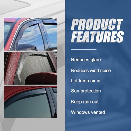 Auto Dynasty Rain Guards Tape-On Compatible with Toyota Tacoma Double (Extended) Cab 2016-2023, Acrylic Window Visors Deflector - size: 16-23 Toyota Tacoma Double (Extended) Cab