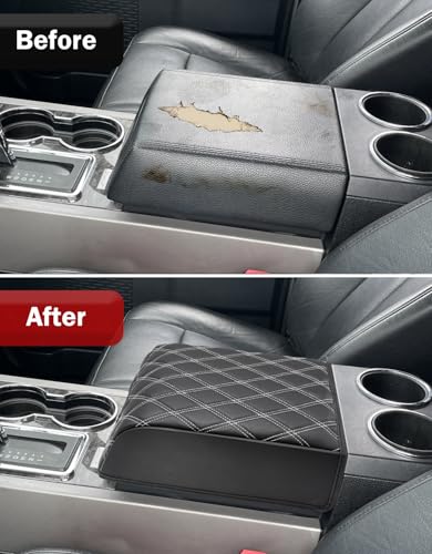 KBH Center Console Armrest Cover for F150 2004-2014, Lincoln Mark LT 2006-2008, Ford Expedition 2007-2017, Anti-Scratch, Black-Gray Stitch (Fits Bucket Seat Console Only) - size: Bucket Seat, 04-14 F150, Gray Stitch