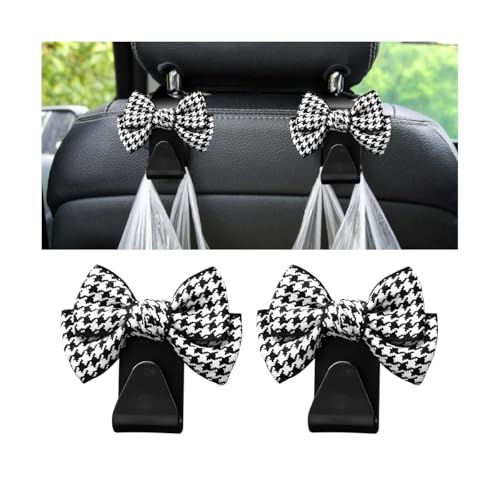 Mandark 2PCS Car Seat Headrest Hooks, Cute Bow Vehicle Hooks for Purses and Bags, Automotive Purse Hook Hanger Interior Decoration Accessories, Universal for SUV, Sedan, Truck (Black/Small) - color: Black/S