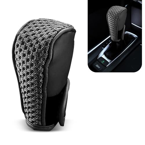 Car Gear Shift Knob Cover, Anti-Slip Automotive Shift Knob Protector, Scratch-Resistant Vehicle Interior Decoration Gear Cover, Universal for Cars SUVs Trucks RVs (Black) - color: Black