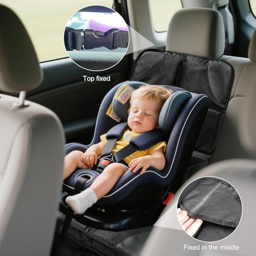 Car Seat Protection Pad, Waterproof 600D Fabric Auto Seat Cover with Thick Padding & Storage Pockets, Anti-Slip Large Protective Cover Mat for Most Vehicle Front Seats (Black) - color: Black