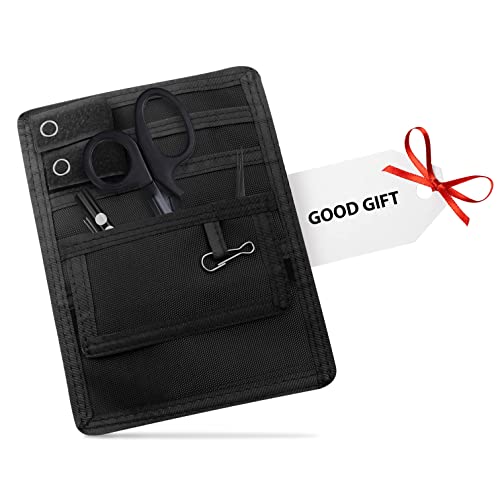 ASA TECHMED Nurse Pocket Organizer, Nylon 5 Pocket Nurse Scrub Organizer, 6 Inch x 5 inch, Black - color: Black