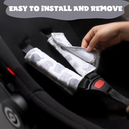 Car Seat Strap Covers for Babies Soft Car Seat Belt Covers, Mink Car Seat Straps Shoulder Pads for Boys and Girls, Grey - color: Grey