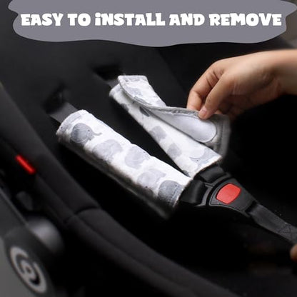 Car Seat Strap Covers for Babies Soft Car Seat Belt Covers, Mink Car Seat Straps Shoulder Pads for Boys and Girls, Grey - color: Grey