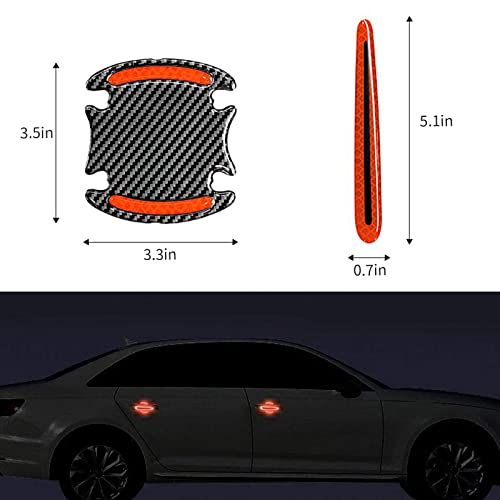 Car Door Handle Protector Reflective Sticker Universal Auto Carbon Fiber Door Handle Anti Scratch Cover Guard 8PCS Red - color: Red