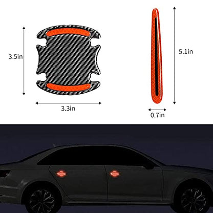 Car Door Handle Protector Reflective Sticker Universal Auto Carbon Fiber Door Handle Anti Scratch Cover Guard 8PCS Red - color: Red
