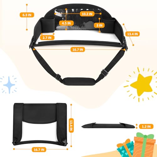 Kids Travel Tray for Toddler Carseat, Road Trip Activities Essentials for Toddler, Kids Lap Desk Tray with Tablet Holder Stand ＆ Dry Erase Board (Black) - color: Black
