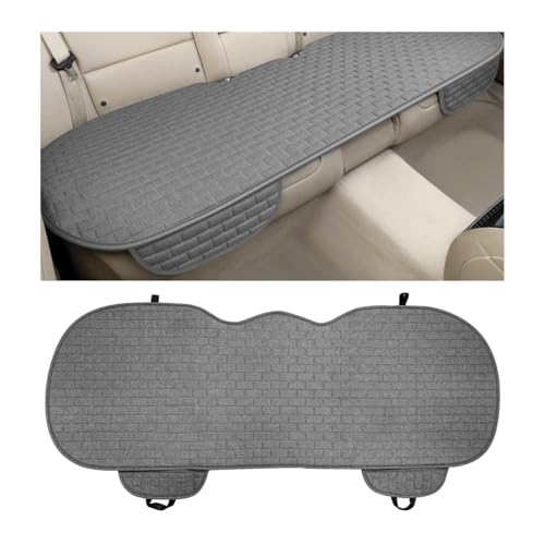 KVAEY Linen Back Car Seat Cover, Anti-Slip Long Bottom Rear Seat Cover Protector with Storage Pockets, Breathable Linen Rear Bench Seat Protector Cushion Pad for Most Vehicles (Gray, Back) - color: Gray, size: Back