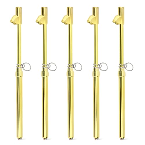 MEANLIN MEASURE 5PCS Gold Double Straight Type Tire Pressure Gauge, Dual Head Air Pressure Gauge, Pressure Range 10-150 Psi (Suitable for Trucks, etc.)