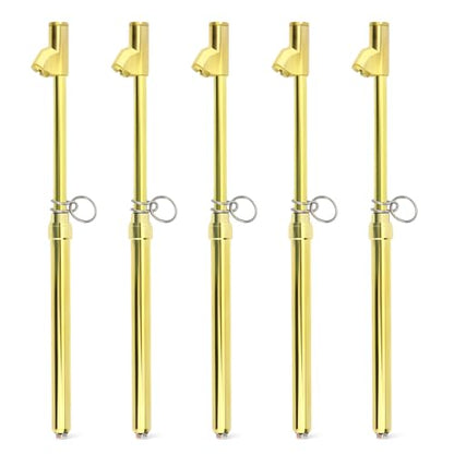 MEANLIN MEASURE 5PCS Gold Double Straight Type Tire Pressure Gauge, Dual Head Air Pressure Gauge, Pressure Range 10-150 Psi (Suitable for Trucks, etc.)