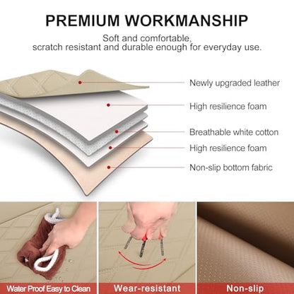 1 Pack Leather Front Car Seat Cover Bottom Car Seat, Anti-Slip and Full Wrap Driver Car Seat Protectors, Luxury Waterproof Bottom Auto Seat Cushion Pad Mat for Most Vehicles(Yellow Beige) - color: Yellow Beige-1pcs