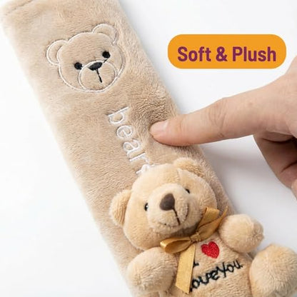 UNICOLD 2-Pack Ultra-Soft Short Plush Seatbelt Cover, Cute Animal Edition – Cloud-Like Shoulder Pad for a Comfy Ride for Adults & Kids (B-Bear) - style: B-Bear