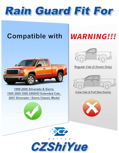 Extra-Thick Rain Guards Fit for Chevy Silverado/GMC Sierra 1999-2006 Extended Cab Window Rain Guard Extra Durable Window Deflectors Window Vent Visors Vent Shades Exterior Car Accessories - size: Fit for 1999-2006 Silverado/Sierra Extended Cab