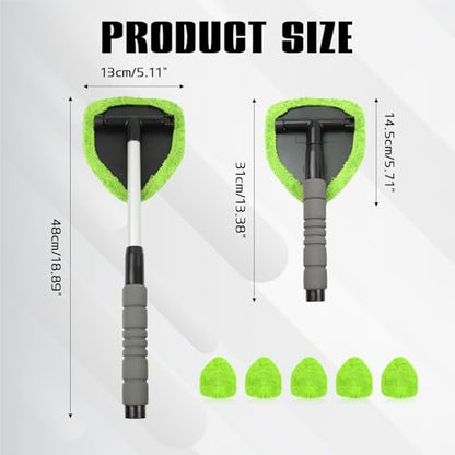 wuyaoyao 14PCS Car Windshield Cleaning Tool, Car Glass Wiper Kit with Window Cleaner, Microfiber Pads, Spray Bottle, Extendable Handle, Interior Detailing Dust Brush, Car Cleaning Supplie (Green) - color: Green