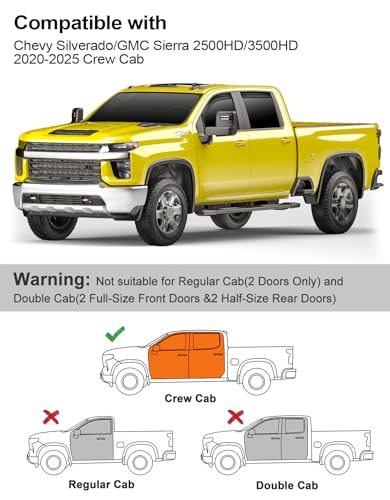 in-Channel Window Rain Guards Fit for Chevy Silverado/GMC Sierra 2500HD/3500HD 2020-2026 Crew Cab, Extra Durable Window Deflectors Vent Visors Truck Vent Shades Exterior Car Accessories - size: 2020-2026 Silverado/Sierra 2500HD/3500HD Crew Cab