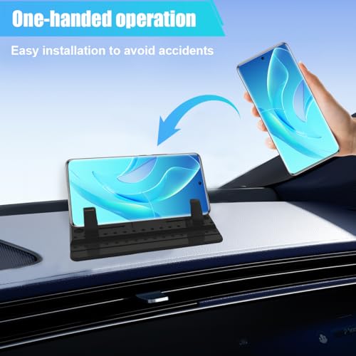 Cell Phone Holder for Car Dashboard - Adjustable Silicone Phone Mount Car Pad Mat - Universal Anti-Slip Vehicle GPS Mounting Mat Cellphone Stand for Smartphones Navigation