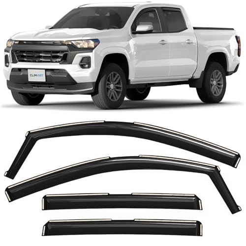 CLIM ART in-Channel Incredibly Durable Rain Guards for Chevrolet (Chevy) Colorado 2023-2026 Crew Cab, Original Window Deflectors, Vent Window Visors, Vent Deflector, 4 pcs. - 623082 - color: For Colorado 23-26