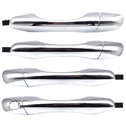 Set of 4 Chrome Exterior Door Handles w/Cover for Kia Sorento 2016-2020, Replaces 82651C5010 82651-C5010 83652-C5010 - wo/Smart Key Entry - size: 4 Pcs Front & Rear