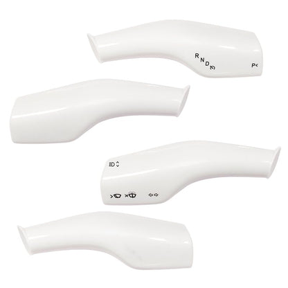 FOAN Steering Lever Cover, Carbon Fiber Car Gear Shift Lever Covers Compatible with Tesla Model 3/Y, Full Protection Gear Shift Cover Accessories, 4PCs, White - color: White