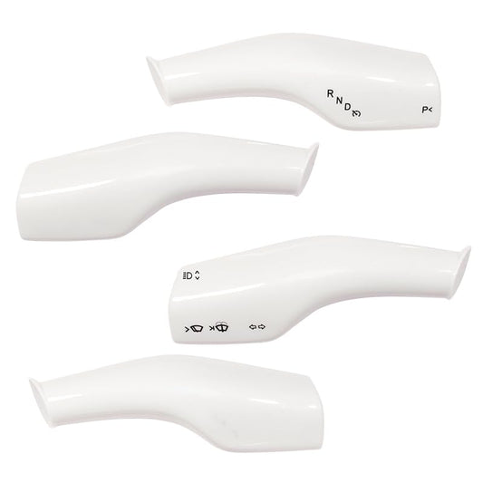 FOAN Steering Lever Cover, Carbon Fiber Car Gear Shift Lever Covers Compatible with Tesla Model 3/Y, Full Protection Gear Shift Cover Accessories, 4PCs, White - color: White