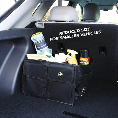 Armor All Trunk Organizer for SUV & Car, Extra-Large 9 Compartment Collapsable Lightweight Waterproof Car Organizer, 3 Compartments, 4 Mesh Pockets, 2 Pockets, 20.5” x 14.5” x 10”, Compression Buckles