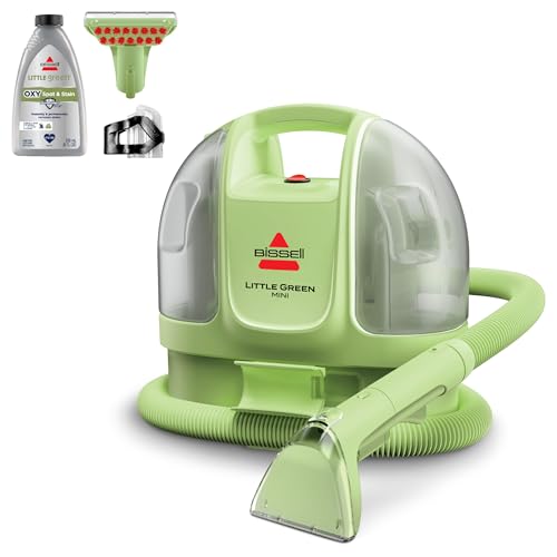BISSELL Little Green Mini Portable Carpet and Upholstery Deep Cleaner, Car/Auto Detailer, with HydroRinse Self-Cleaning Tool and 4" Tough Stain Tool, Tea Green, 4075 - style: Little Green Mini