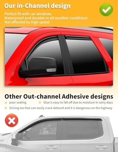 in-Channel Window Rain Guards Fit for Dodge Durango 2011-2026 Extra Durable Window Visors Window Deflectors Vent Visors Vent Shades Car Accessories-4 pcs 2-Q15 - size: Fit for 2011-2026 Dodge Durango