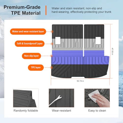 powoq Cargo Mat Compatible with 2009-2015 Honda Pilot Trunk Mat Cargo Liner Backrest Liner TPE Replacement for 2009-2011 2012 2013 2014 2015 Honda Pilot Accessories (Trunk Mat with Backrest Mats) - size: Compatible With Honda Pilot | 2009-2015