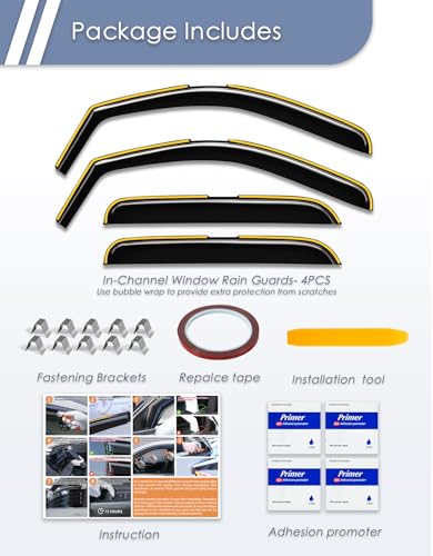in-Channel Window Rain Guard for Chevrolet Chevy Silverado/GMC Sierra 2007-2013 Crew Cab Rain Guards Side Window Visors Low Profile Vent Visor Window Deflectors Vent Shades Truck Accessories - size: 2007-2013 Silverado/ Sierra Crew Cab