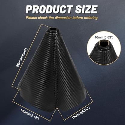 16mm Manual Car Shift Boot,Carbon Fibre Leather Gear Shift Cover for Dust Prevention & Protection,Universal Car Interior Accessories(Black) - color: Black