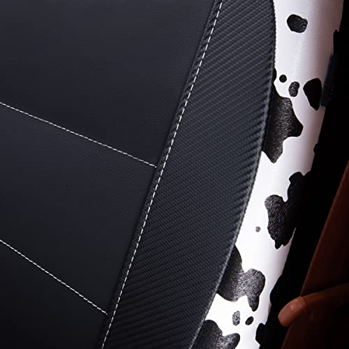 Flying Banner car seat Covers Protects Water Proof Faux Leather Carbon Fiber Fronts Cow Black - color: Cow Black, size: Front Pair -- 2PCS