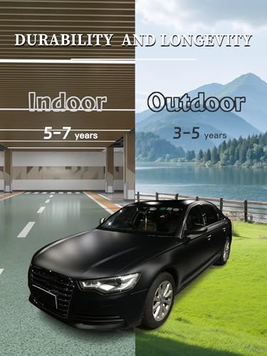 25ft x 5ft Matte Black Car Vinyl Wrap Roll, Durable Easy Application Automotive Wrapping Film for Car Body Protection (Matte Black) - color: Matte Black, size: 25ft x 5ft