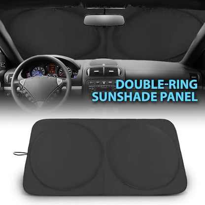 Foldable Windshield Sunshade & Sun Shade Umbrella for Cars, Trucks & SUVs,99% UV Blocking,Long-Frequency and Short-Frequency Demand,Medium (Sunshade 62.99"x33.86",Umbrella 55.12"x31.5") - size: Medium