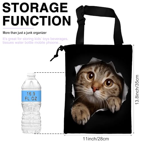Car Trash Bag Cat in Black Hole Car Trash Bin Leakproof Waterproof Car Trash Can for Back Seat, Foldable Car Garbage Bag with Adjustable Straps and Drawstring for Car Accessories - color: Cat in Black Hole