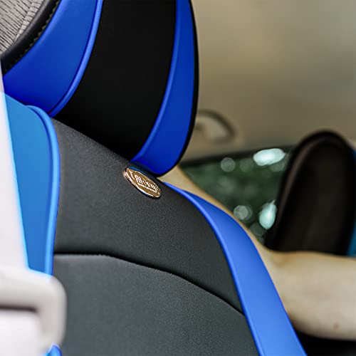 FH Group Front Set Faux Leather Car Seat Cushions, - 2 Pack Seat Covers for Cars Trucks SUV, Waterproof, Universal Fit Seat protector, Blue - color: Blue, style: Front Set