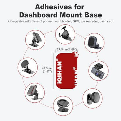 Adhesive Sticky Pads Replacement Mounting Tape, 8pcs Double-Sided Sticky Pads for Dashboard Magnetic Car Phone Holder Mount, Heavy Duty Sticker Adhesive Pads for Car Dash Magnet Phone Mount Base