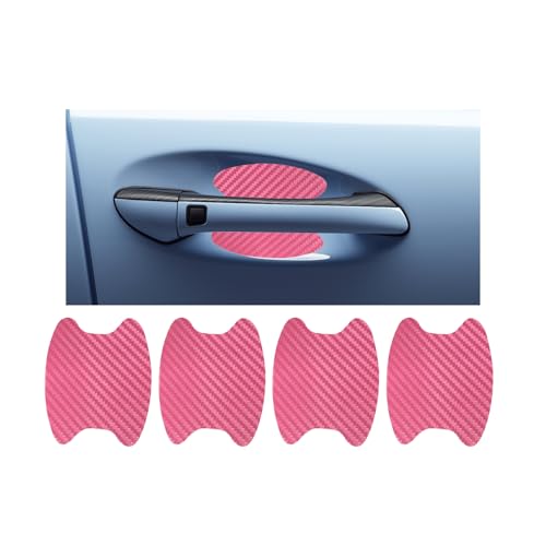 4PCS Carbon Fiber Car Door Handle Stickers, Anti-Scratches Vehicle Door Side Bowl Cup Handle Protective Film, Auto Exterior Paint Guard Decals Protecter,Car Accessories for SUV RV Truck(Pink) - color: Pink