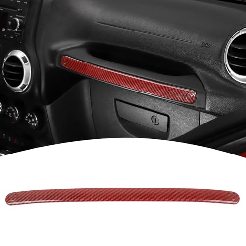 for Jeep JK Passenger Handle Trim Cover for Jeep Wrangler JK JKU 2011-2017 Red Carbon Fiber Interior Accessories 1pc - color: Red