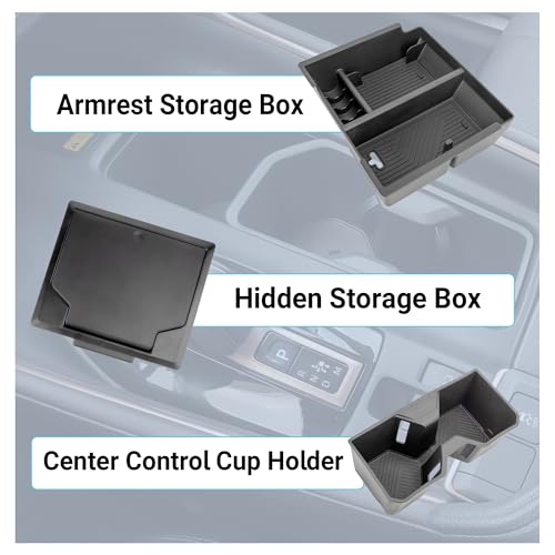 Center Console Organizer Compatible with 2025-2026 Toyota 4Runner (6th Gen) Interior Accessories, Cup Holder, Armrest Organizer Tray and Hidden Storage Box - size: Center Console Organizer 3PC