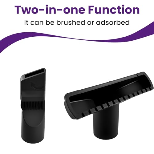 4 Pcs 1-1/4" Vacuum Attachments, Round & Square Brushes, 2-in-1 Suction Brush, 4-Layer Adapter Universal for Most Vacuum Cleaners for Hard-to-Reach Areas