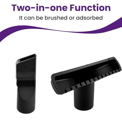 4 Pcs 1-1/4" Vacuum Attachments, Round & Square Brushes, 2-in-1 Suction Brush, 4-Layer Adapter Universal for Most Vacuum Cleaners for Hard-to-Reach Areas