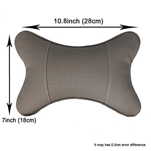 Car Neck Pillows 2pcs Pack Car Headrest Pillow Pu Leather Car Cervical Pillows for Traveling Car Pillows Filled by Fiber (Gray) - color: Grey