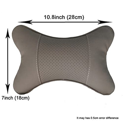 Car Neck Pillows 2pcs Pack Car Headrest Pillow Pu Leather Car Cervical Pillows for Traveling Car Pillows Filled by Fiber (Gray) - color: Grey