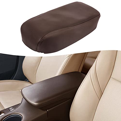 KBH Center Console Armrest Cover Replacement for Toyota Avalon 2013 2014 2015 2016 2017 2018, Vinyl Leather, Car Arm Rest Lid Skin Upholstery, Anti-Scratch, Brown (Without Lid) - color: Brown, size: Center Console Cover Replacement
